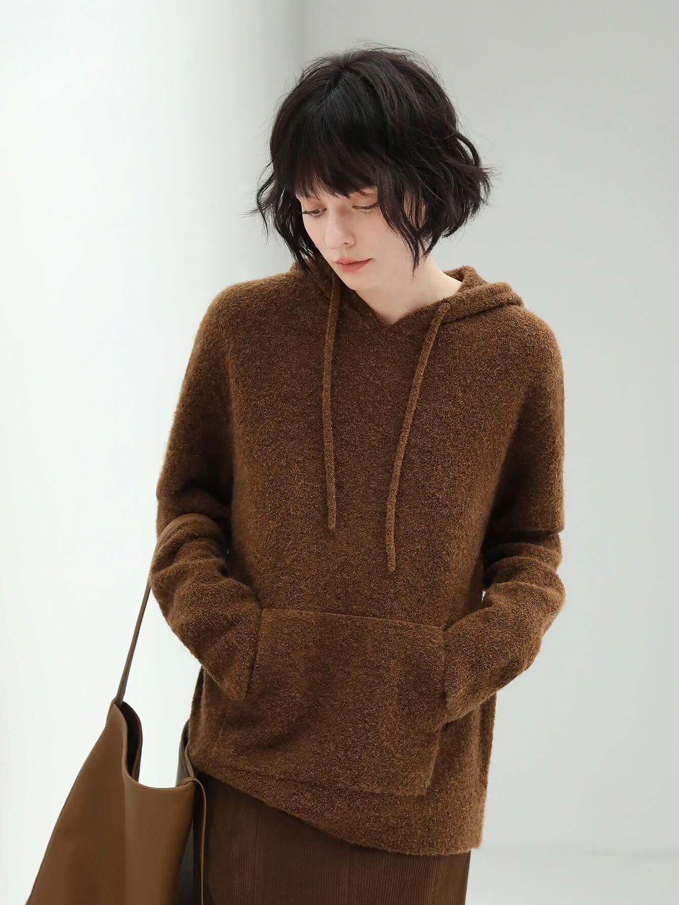 fluffy brown hooded sweater all brown 3