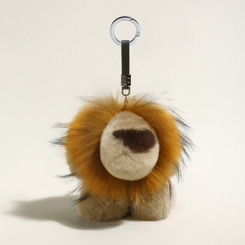 Fluffy Lion Plushie Bag Charm – Faux Fur Safari Lion Keychain Accessory