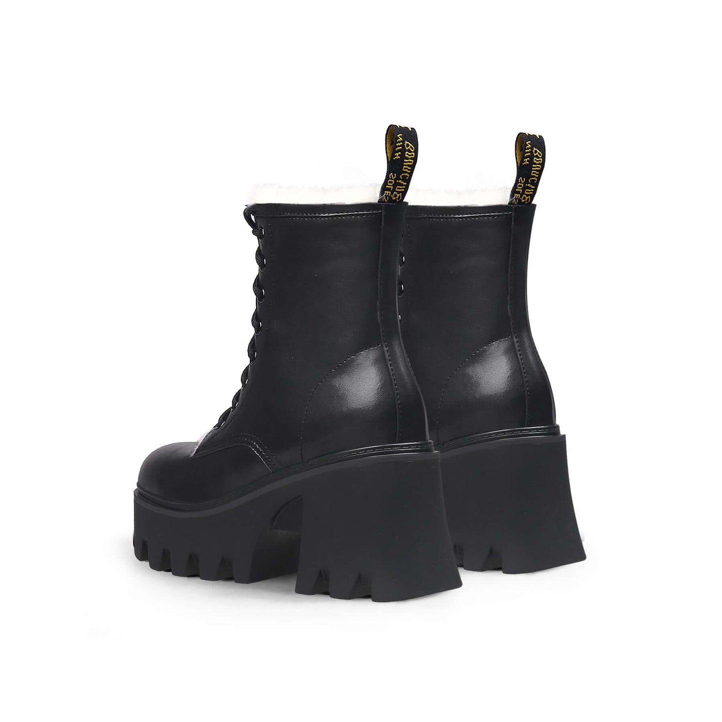 fluffy winter thick bottom black ankle boots all black 4