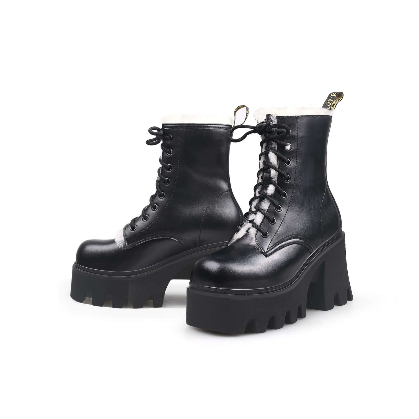 fluffy winter thick bottom black ankle boots all black 5