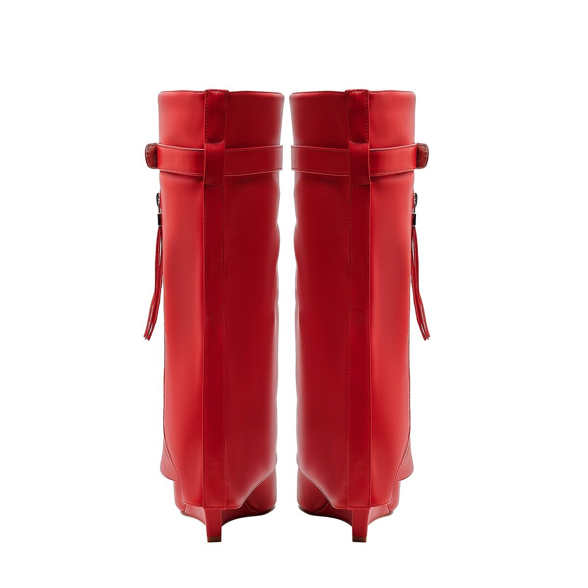 Foldover Panel Knee High Boots with Concealed Wedge Heel