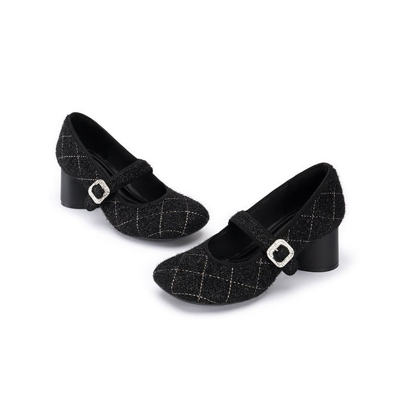 French Vintage Mary Jane Block Heels - 0cm