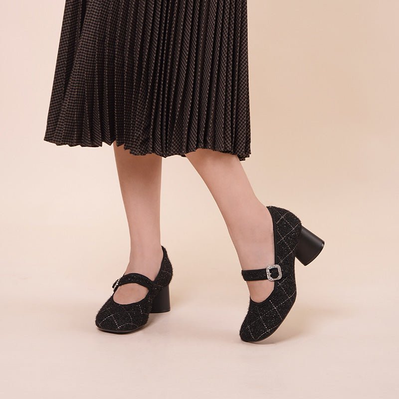 French Vintage Mary Jane Block Heels - 0cm