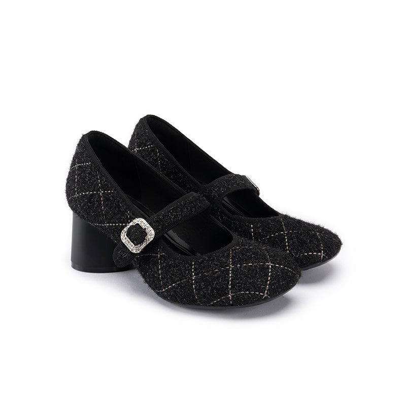 French Vintage Mary Jane Block Heels - 0cm