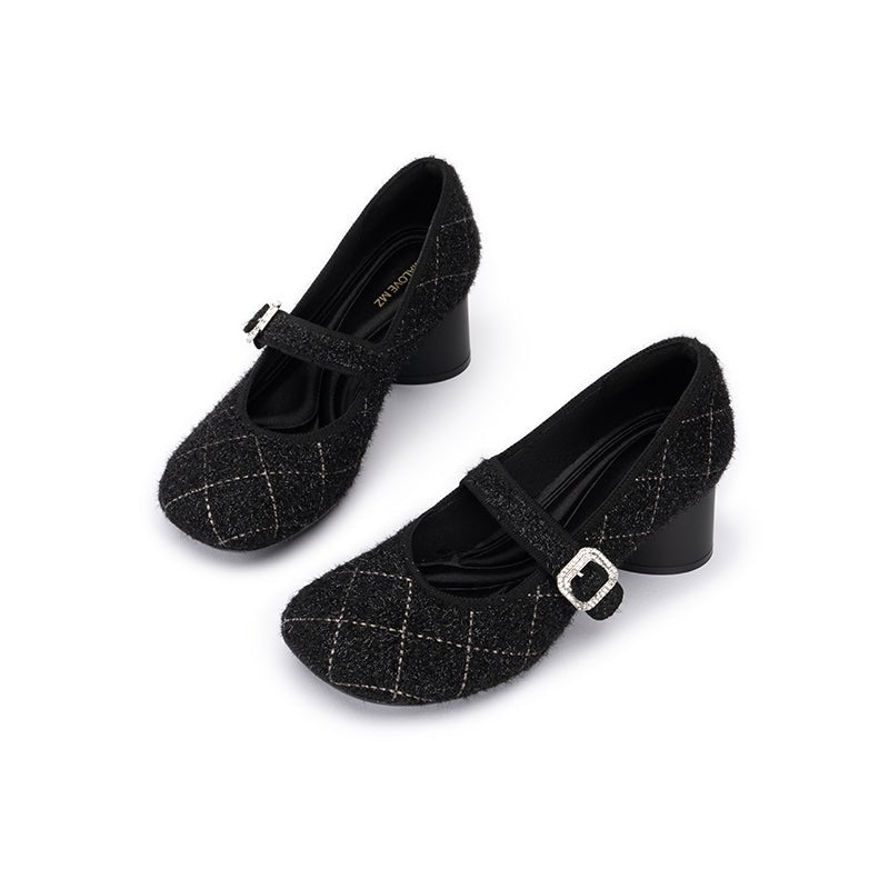 French Vintage Mary Jane Block Heels - 0cm