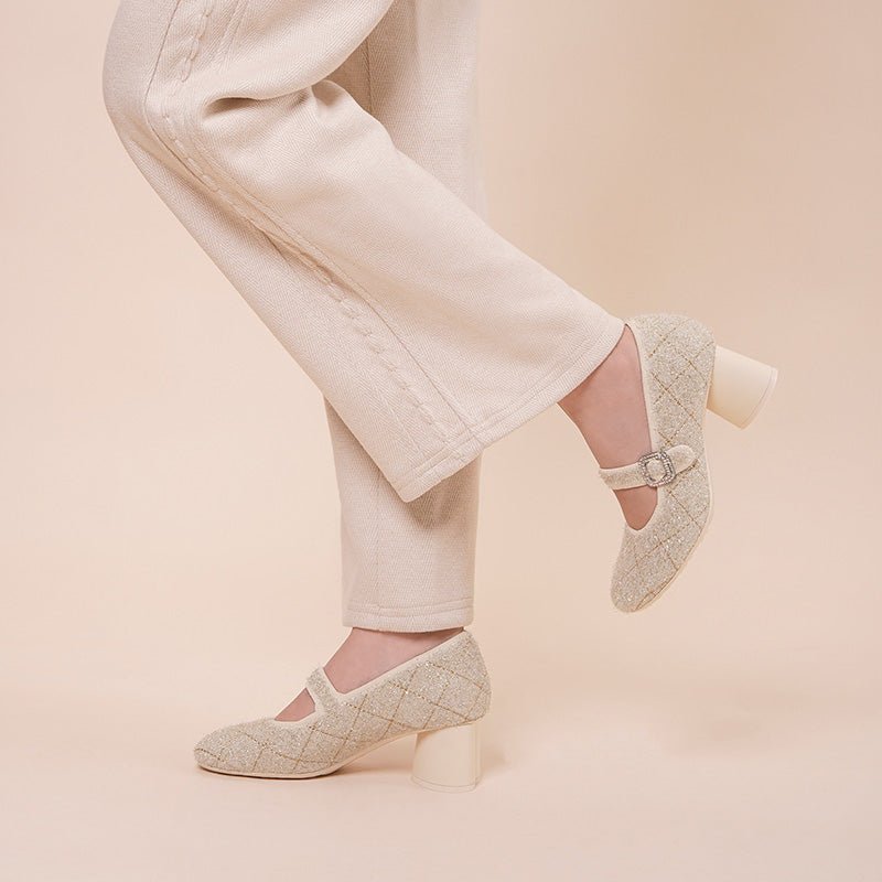 French Vintage Mary Jane Block Heels - 0cm