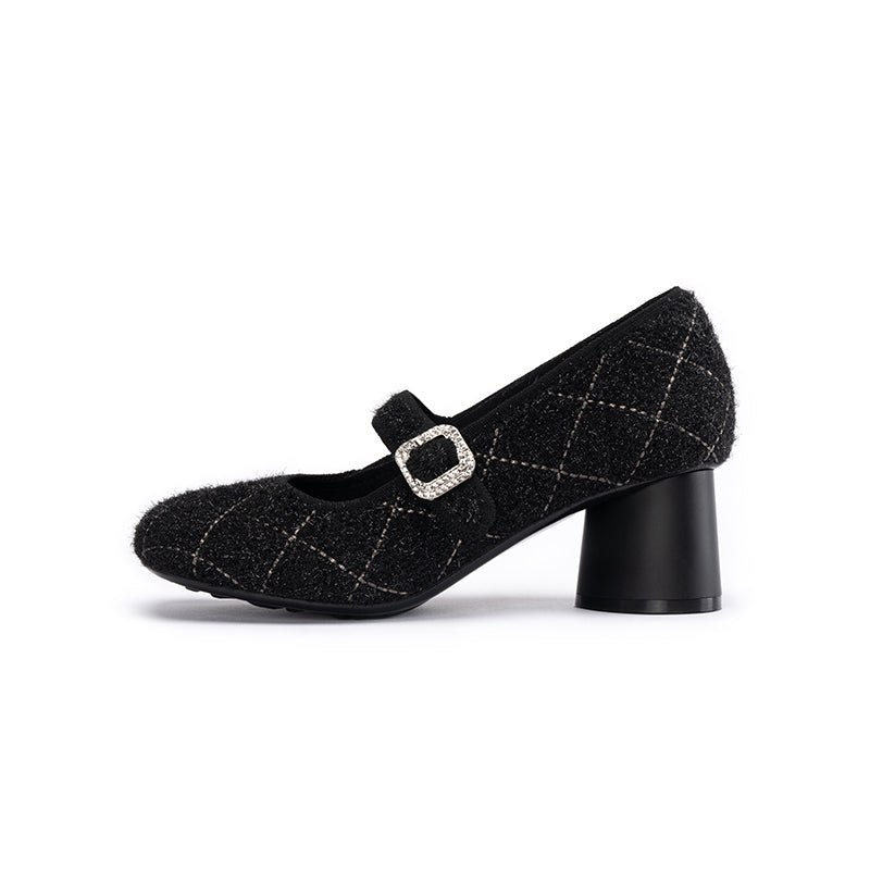 french vintage mary jane block heels all black 1