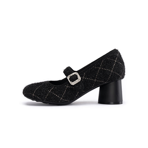 french vintage mary jane block heels all black 1