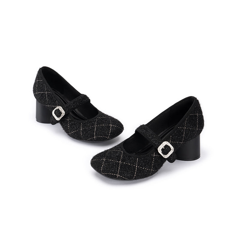 french vintage mary jane block heels all black 3