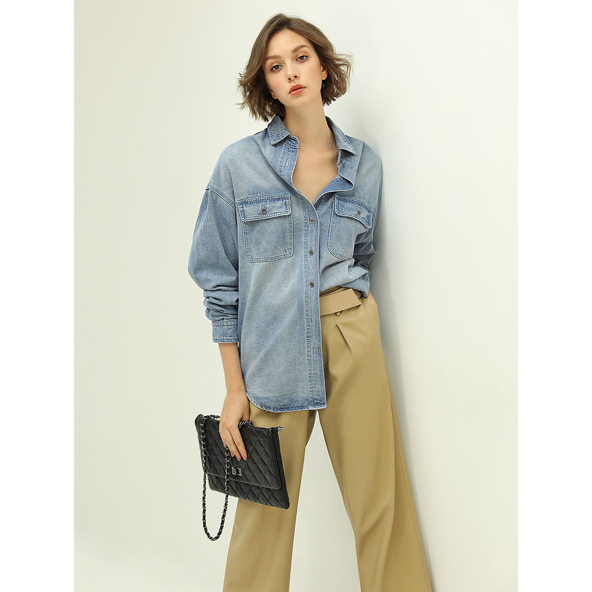 fresh blue button up denim shirt all blue 2