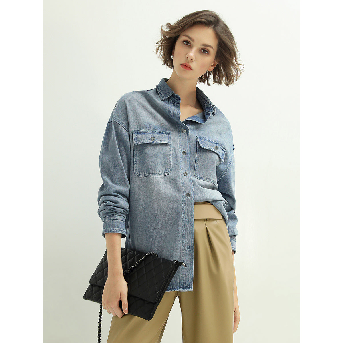 fresh blue button up denim shirt all blue 3