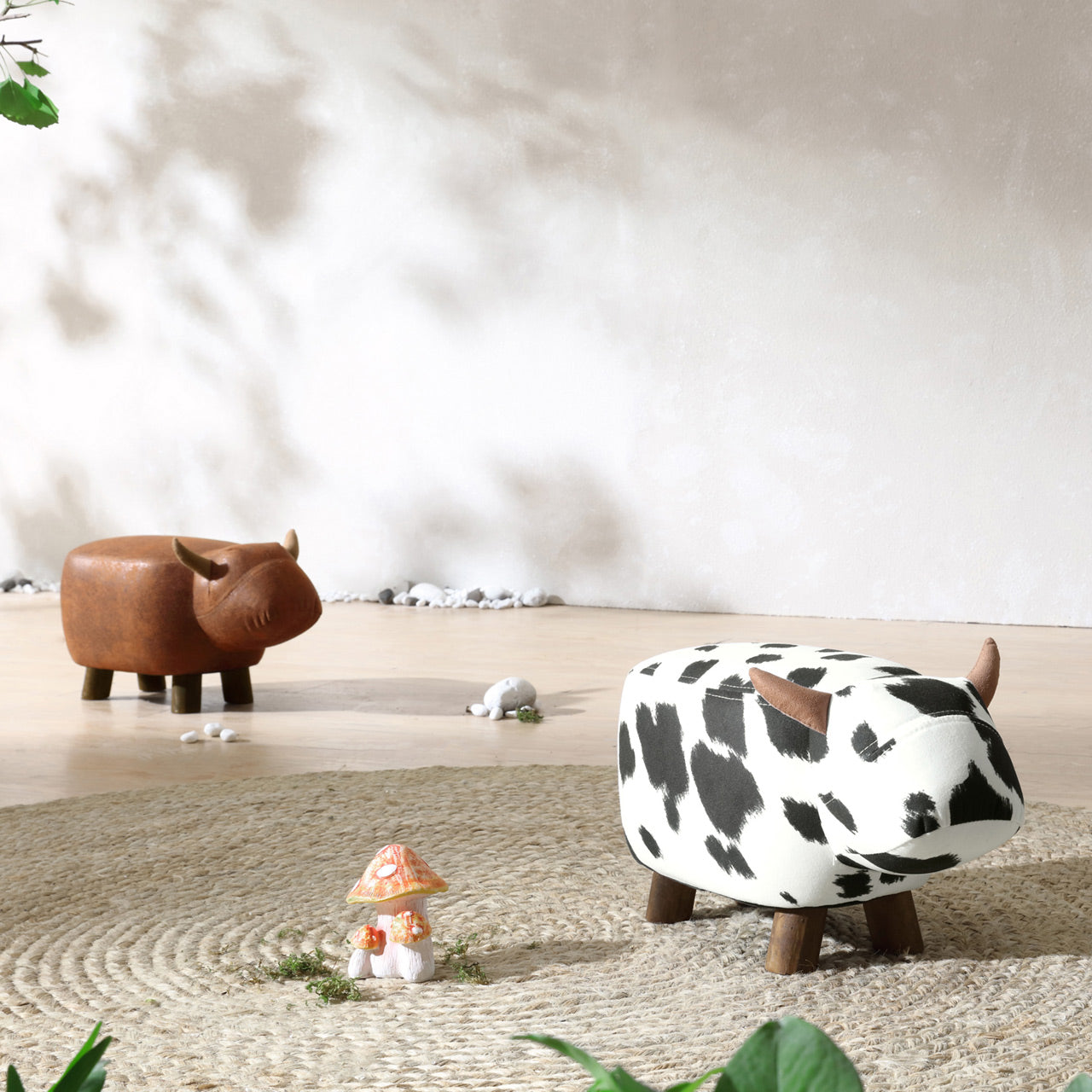 friendly cow kids black and white stool all 4