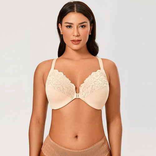 Front Closure Lace Underwire Full Coverage Bra