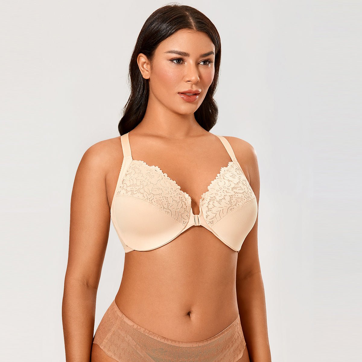 Front Closure Lace Underwire Full Coverage Bra