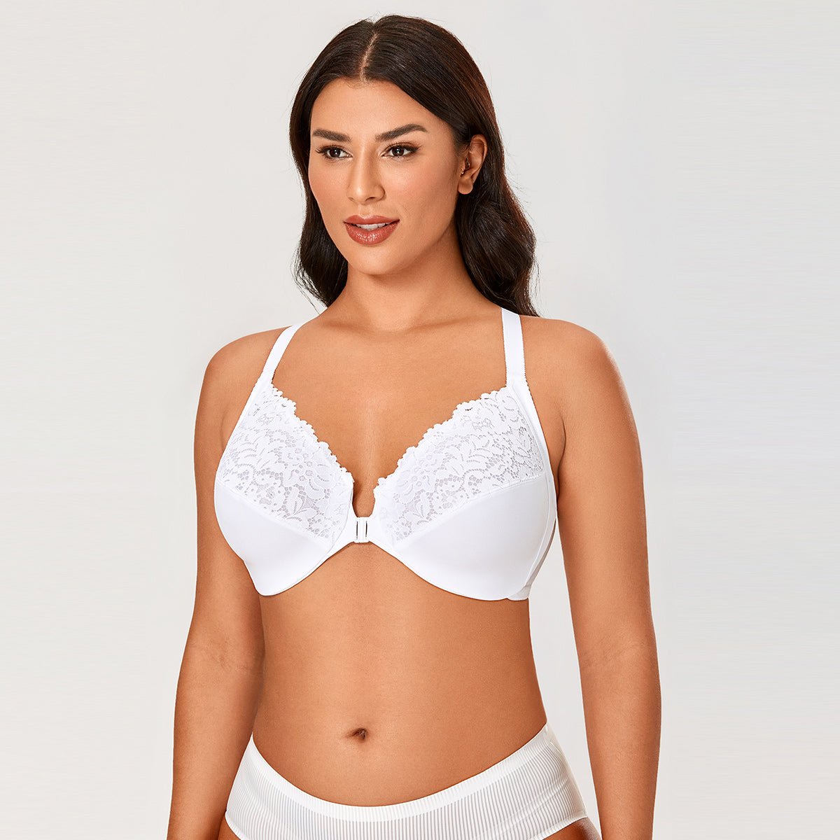 Front Closure Lace Underwire Full Coverage Bra