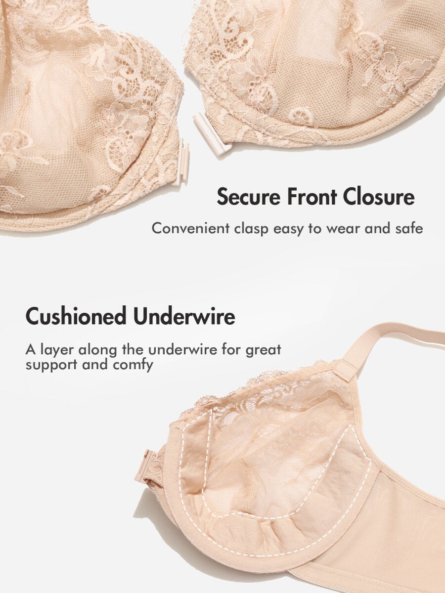Front Closure Lace Underwire Plunge Bra