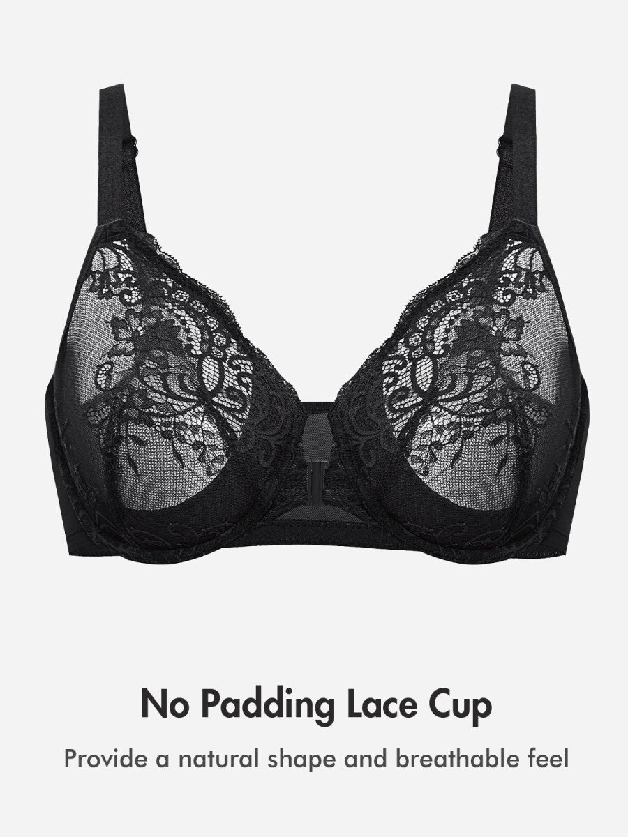 Front Closure Lace Underwire Plunge Bra