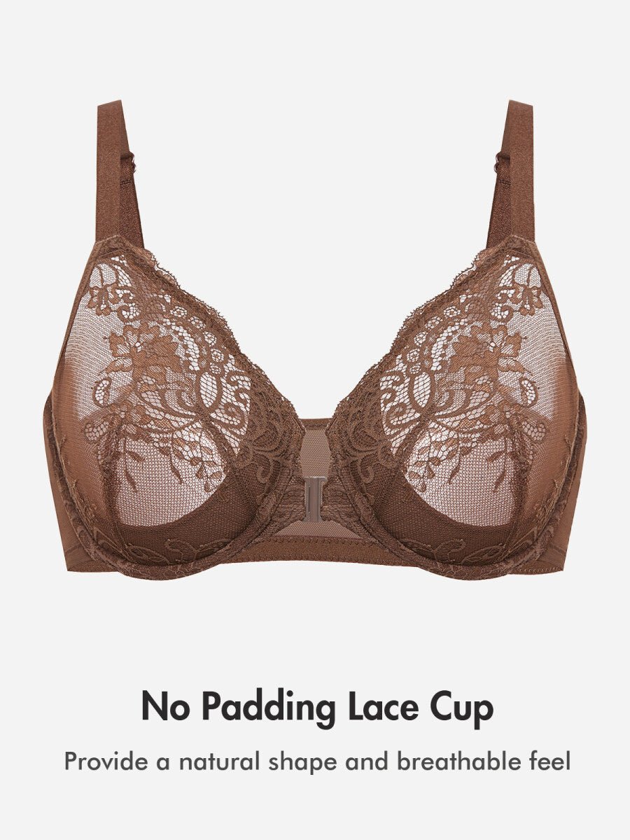 Front Closure Lace Underwire Plunge Bra