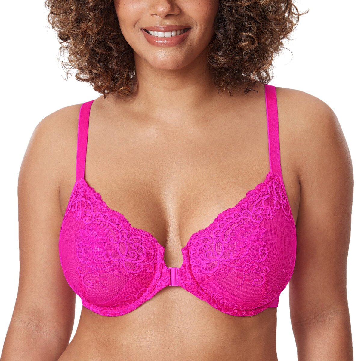 Front Closure Lace Underwire Plunge Bra