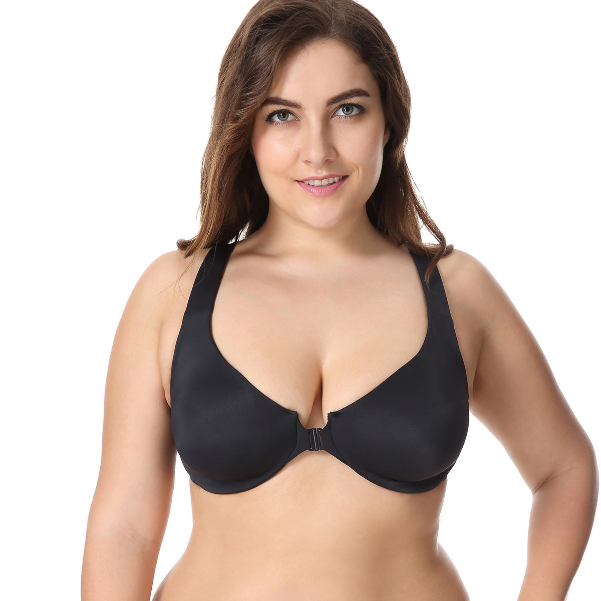 Front Closure Racerback Plus Size Underwire Bra