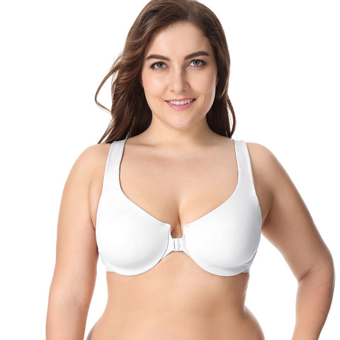 Front Closure Racerback Plus Size Underwire Bra
