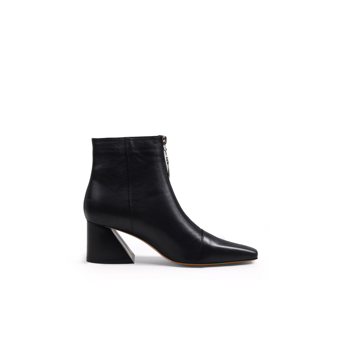 front zip ankle boots all black 3