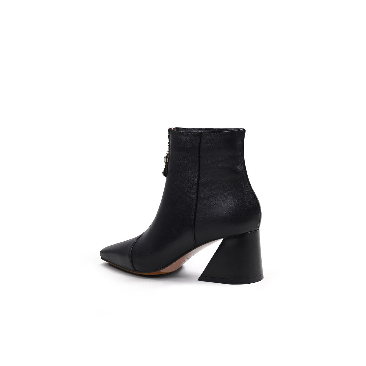 front zip ankle boots all black 4