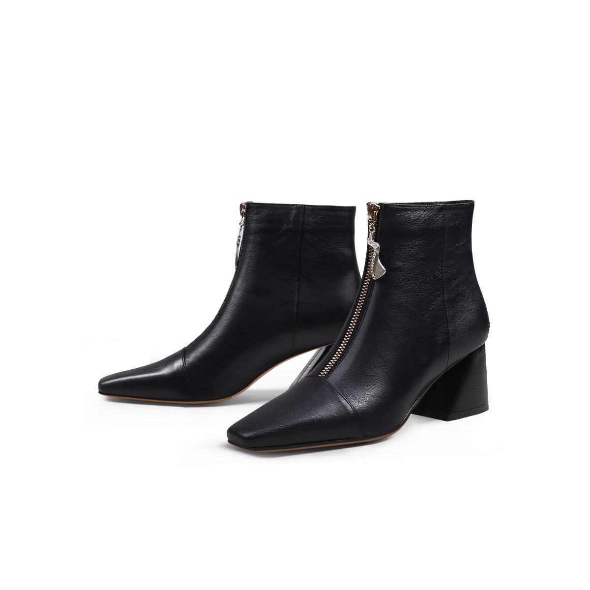 front zip ankle boots all black 6