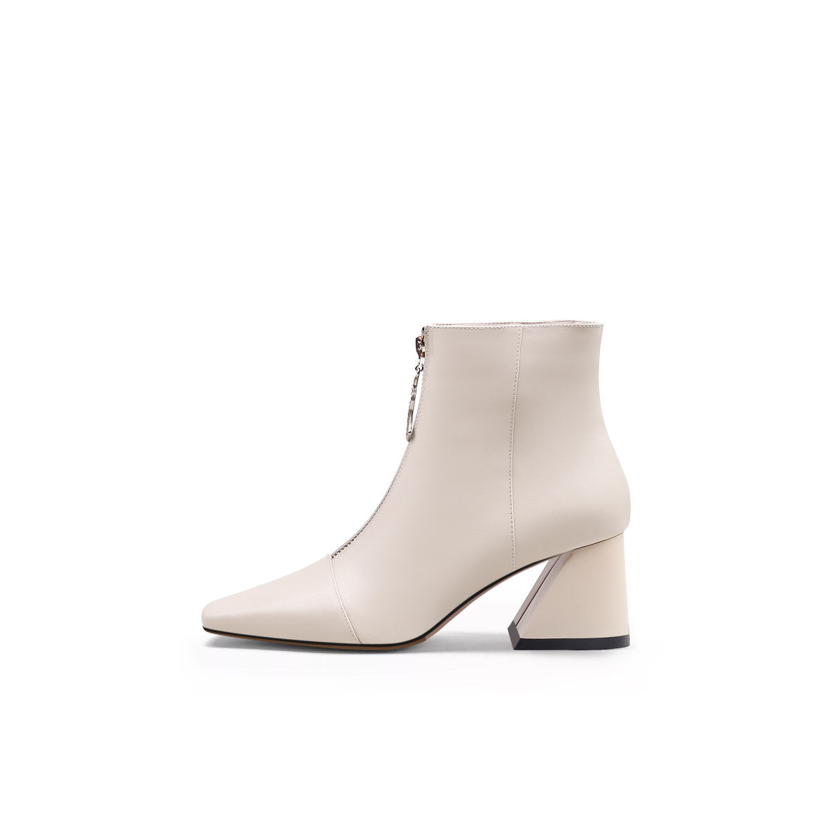 front zip ankle boots all white 1