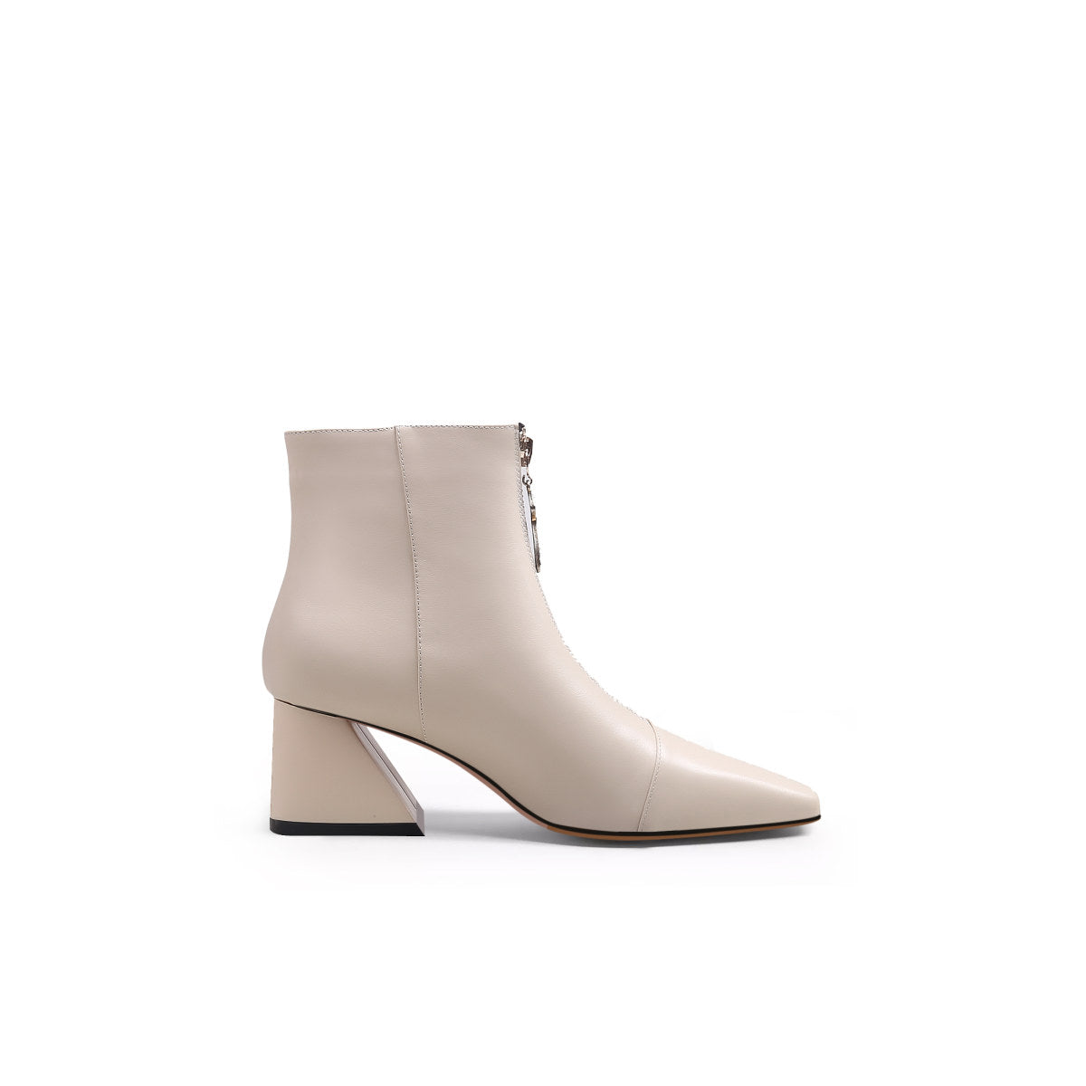 front zip ankle boots all white 3