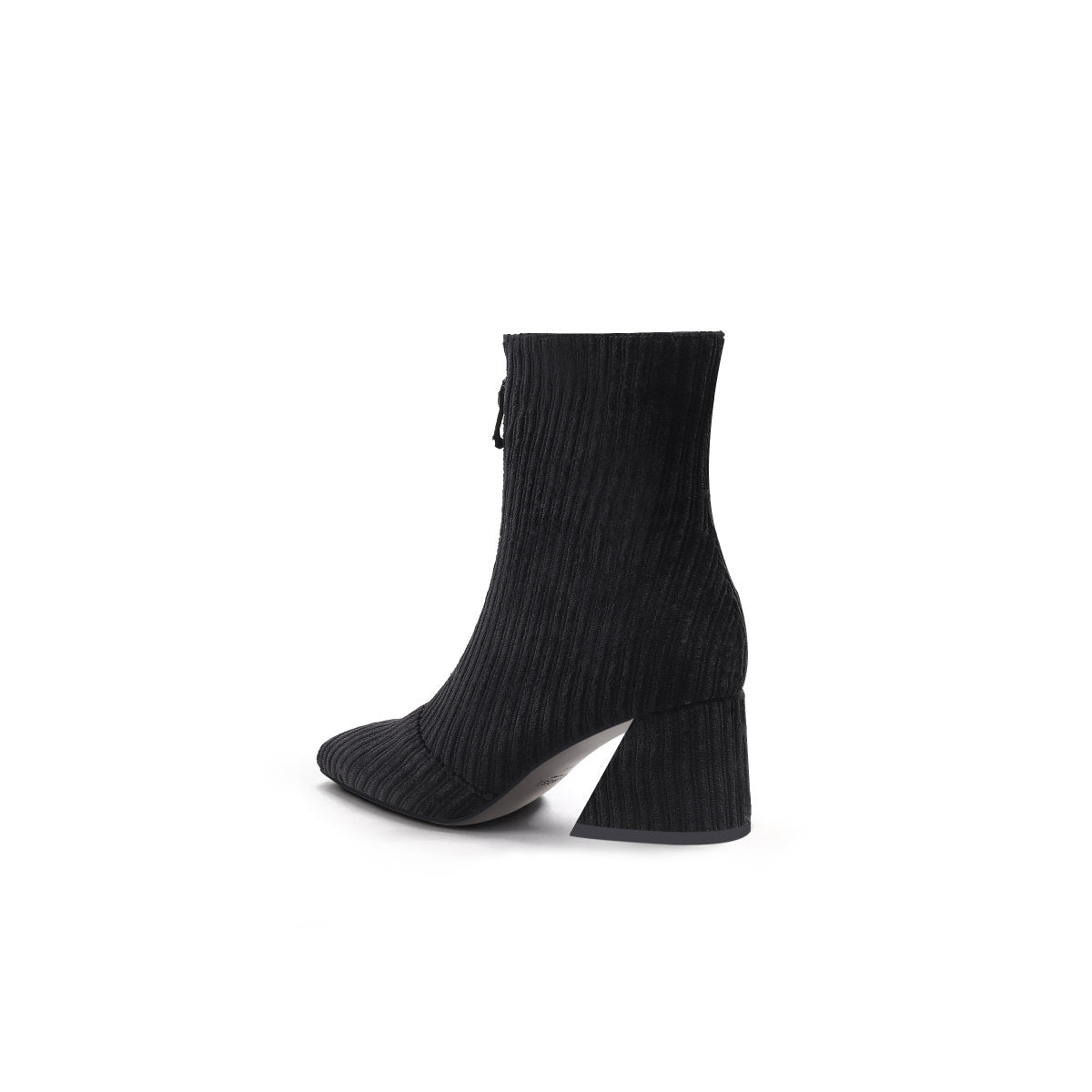 front zip corduroy ankle boots all black 4