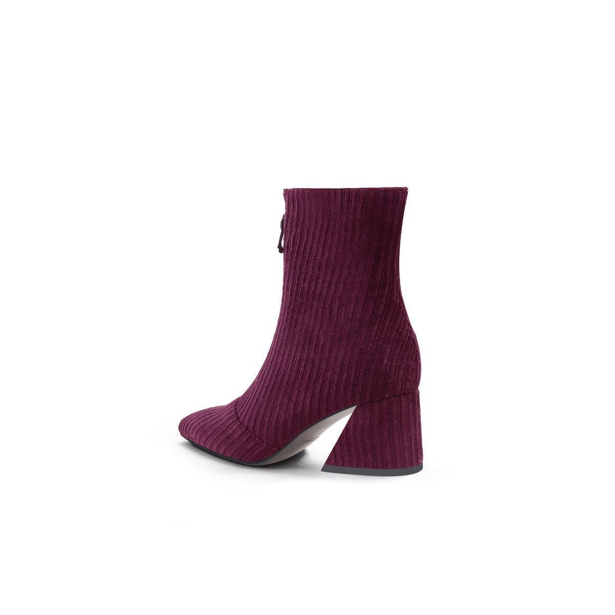 front zip corduroy ankle boots all wine 4