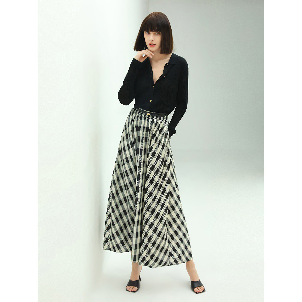 full a line high waist checkered maxi skirt all check 2