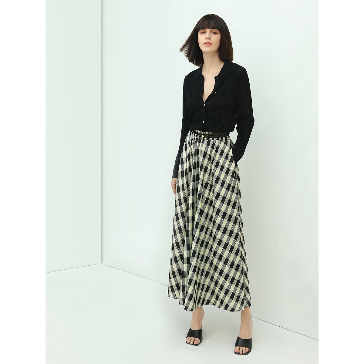 full a line high waist checkered maxi skirt all check 3