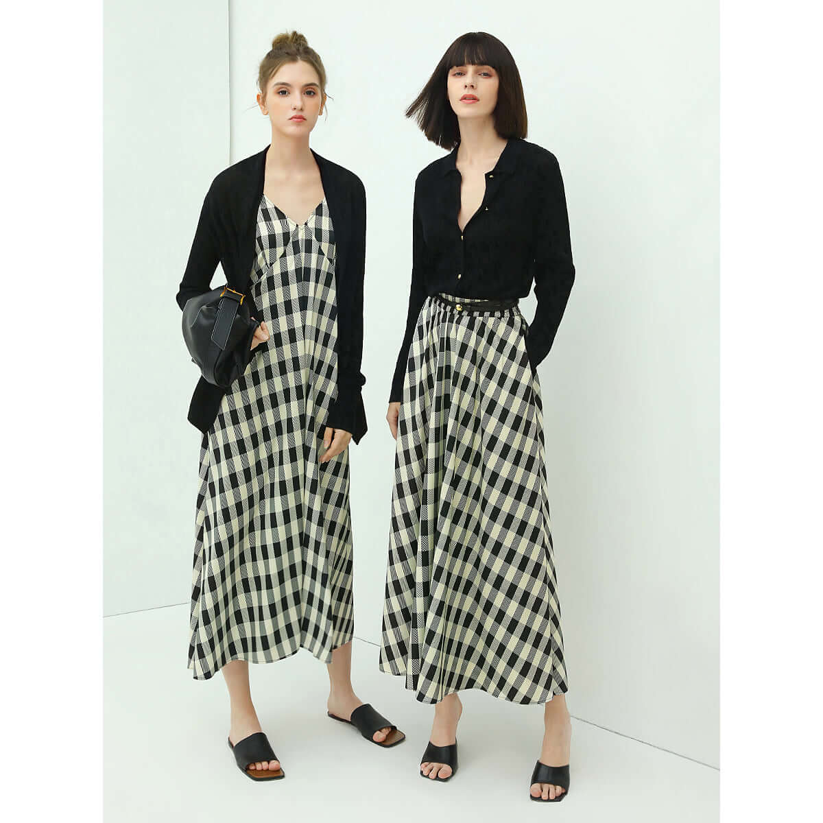 full a line high waist checkered maxi skirt all check 4