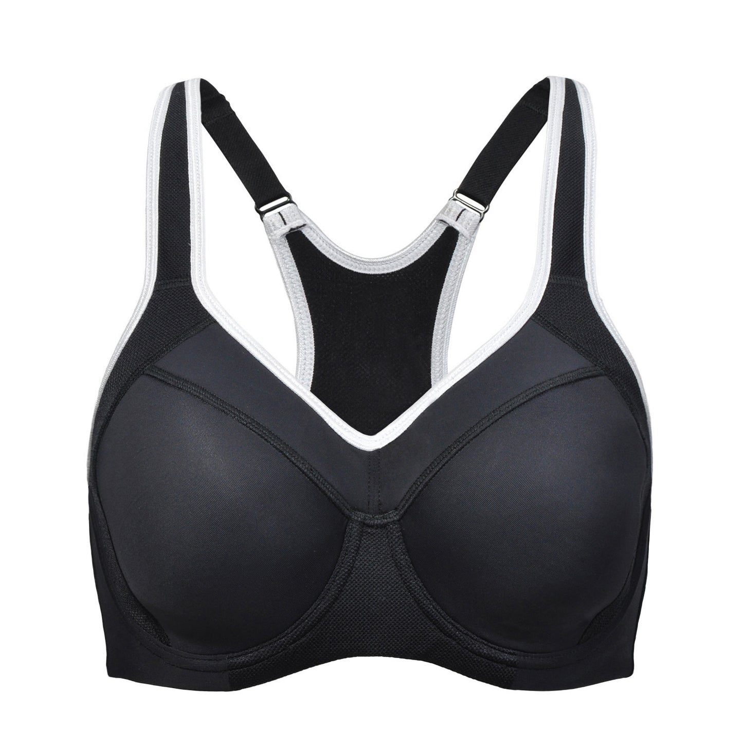 full support high impact padded sports bra all black 4