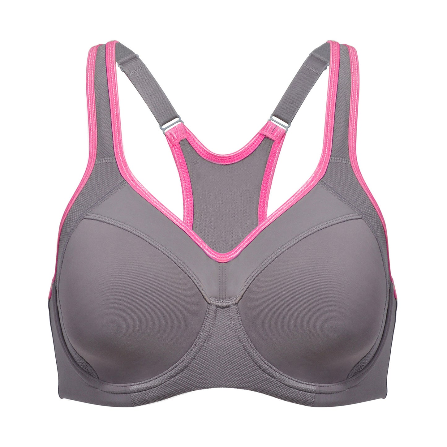 full support high impact padded sports bra all grey 4