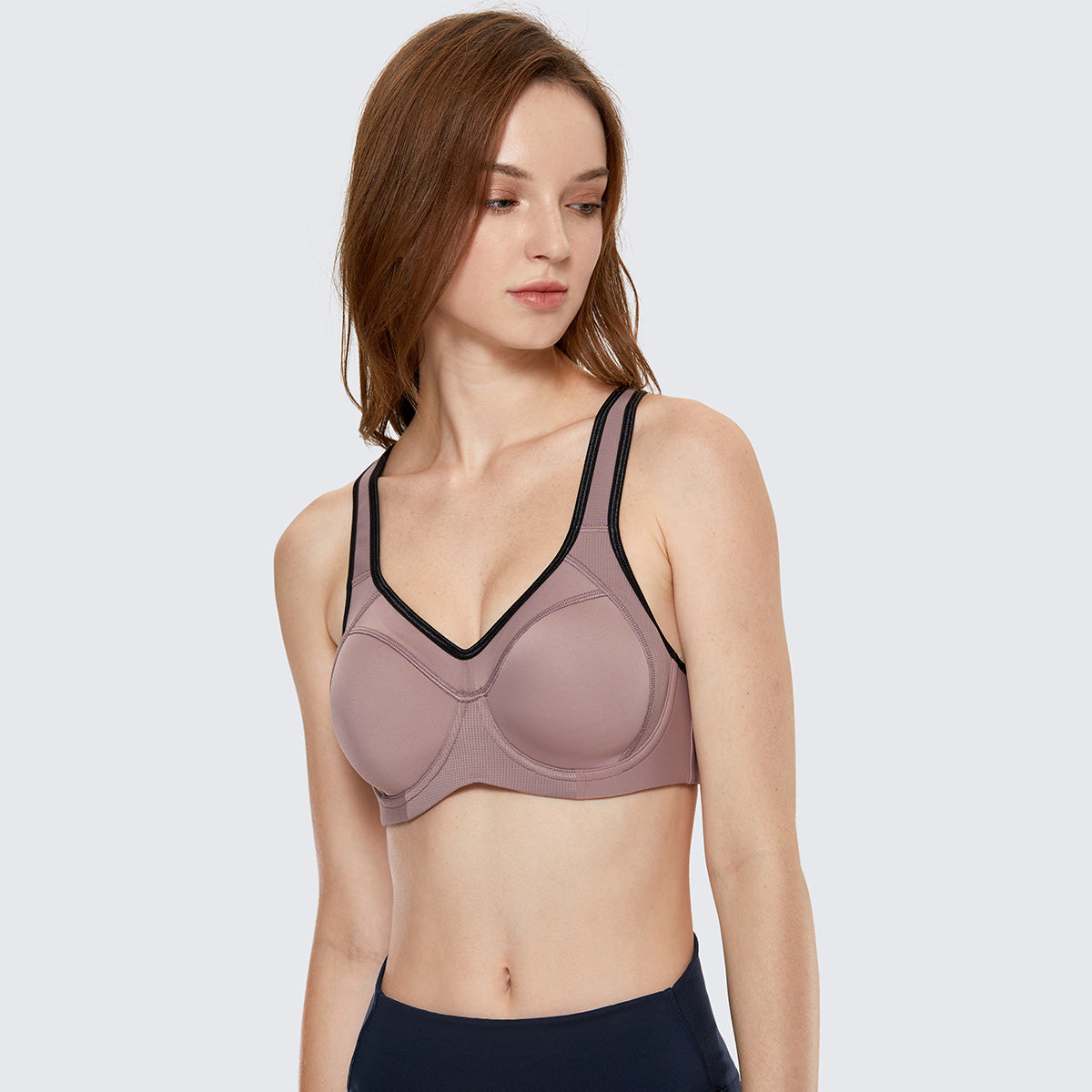 full support high impact padded sports bra all mocha 2