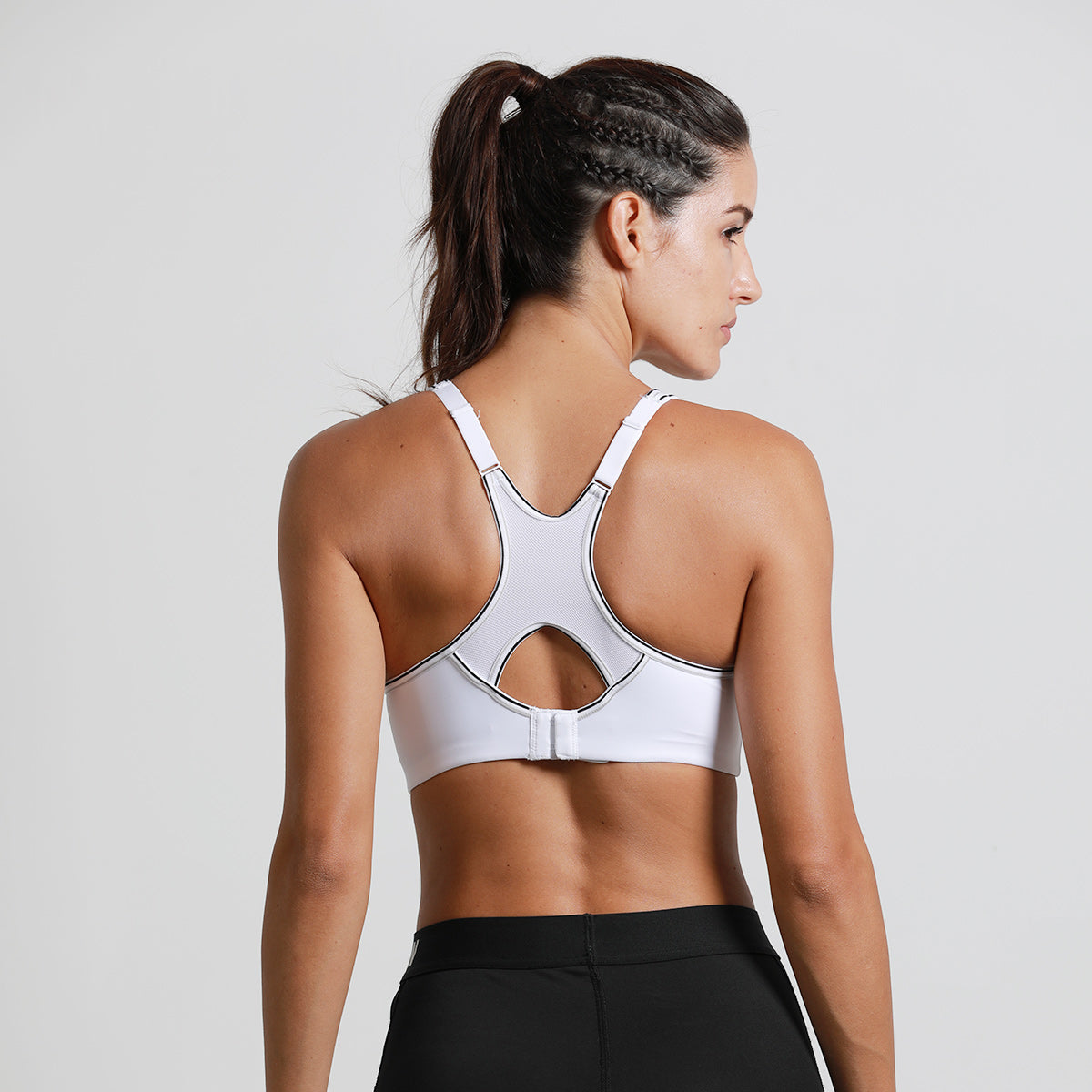 full support high impact padded white sports bra all white 3