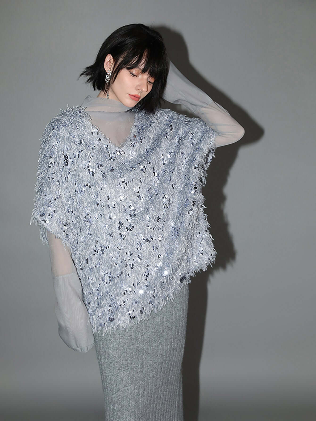 fur knit sequin top all charcoal 2