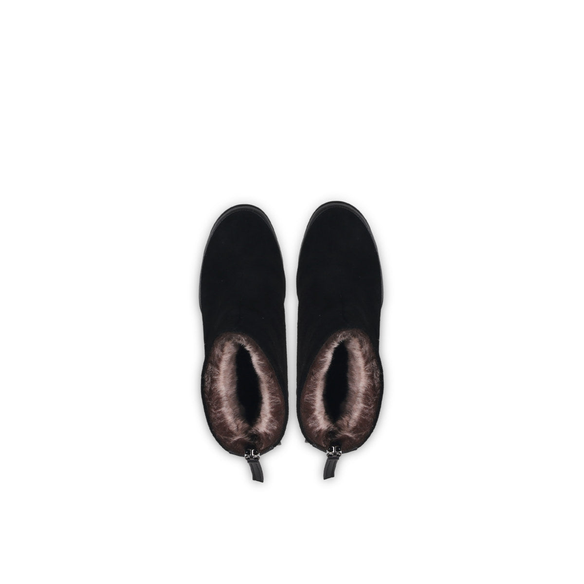 fur lined suede sculpt wedge boots all black 6