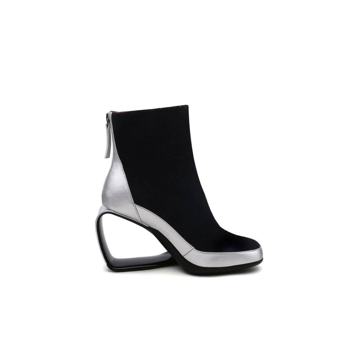 fur lined suede sculpt wedge boots all silver 3