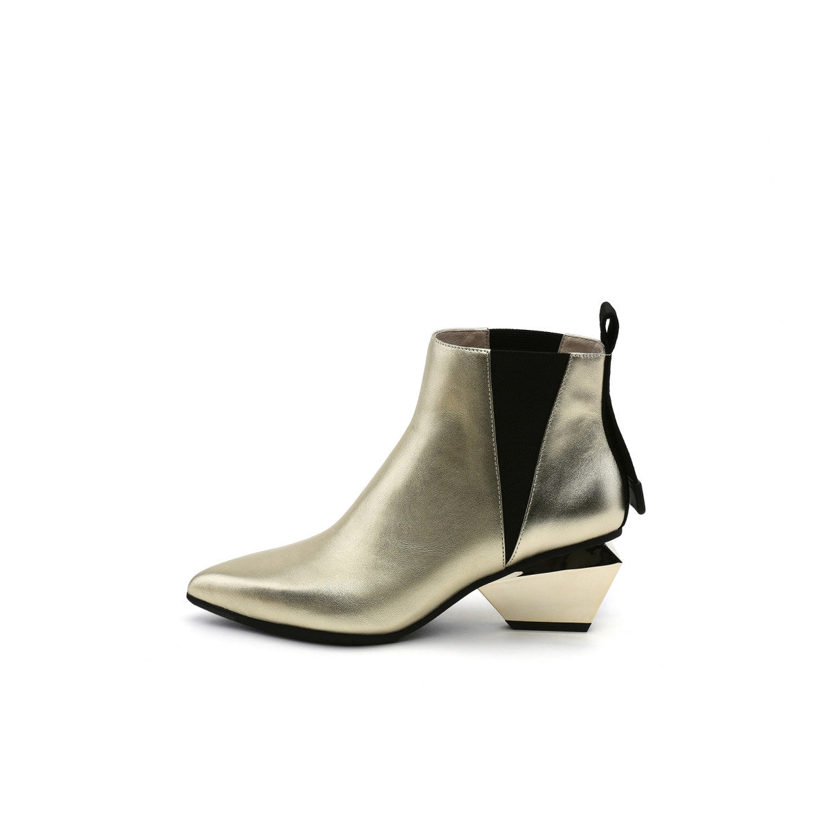 futuristic panel ankle boots all gold 1