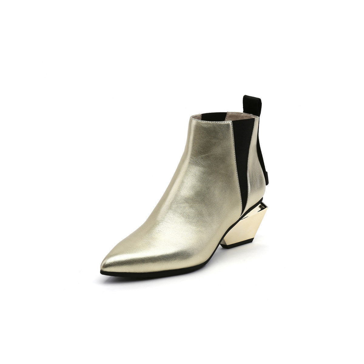 futuristic panel ankle boots all gold 2