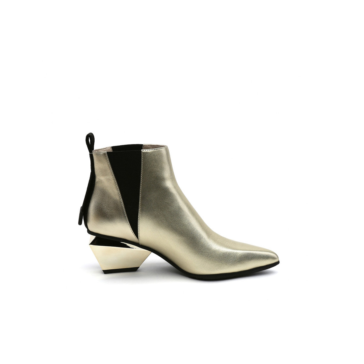 futuristic panel ankle boots all gold 3
