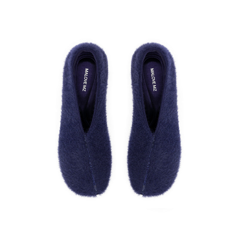 Fuzzy Round Toe Block Heel Pumps – Plush Teddy Knit Heels