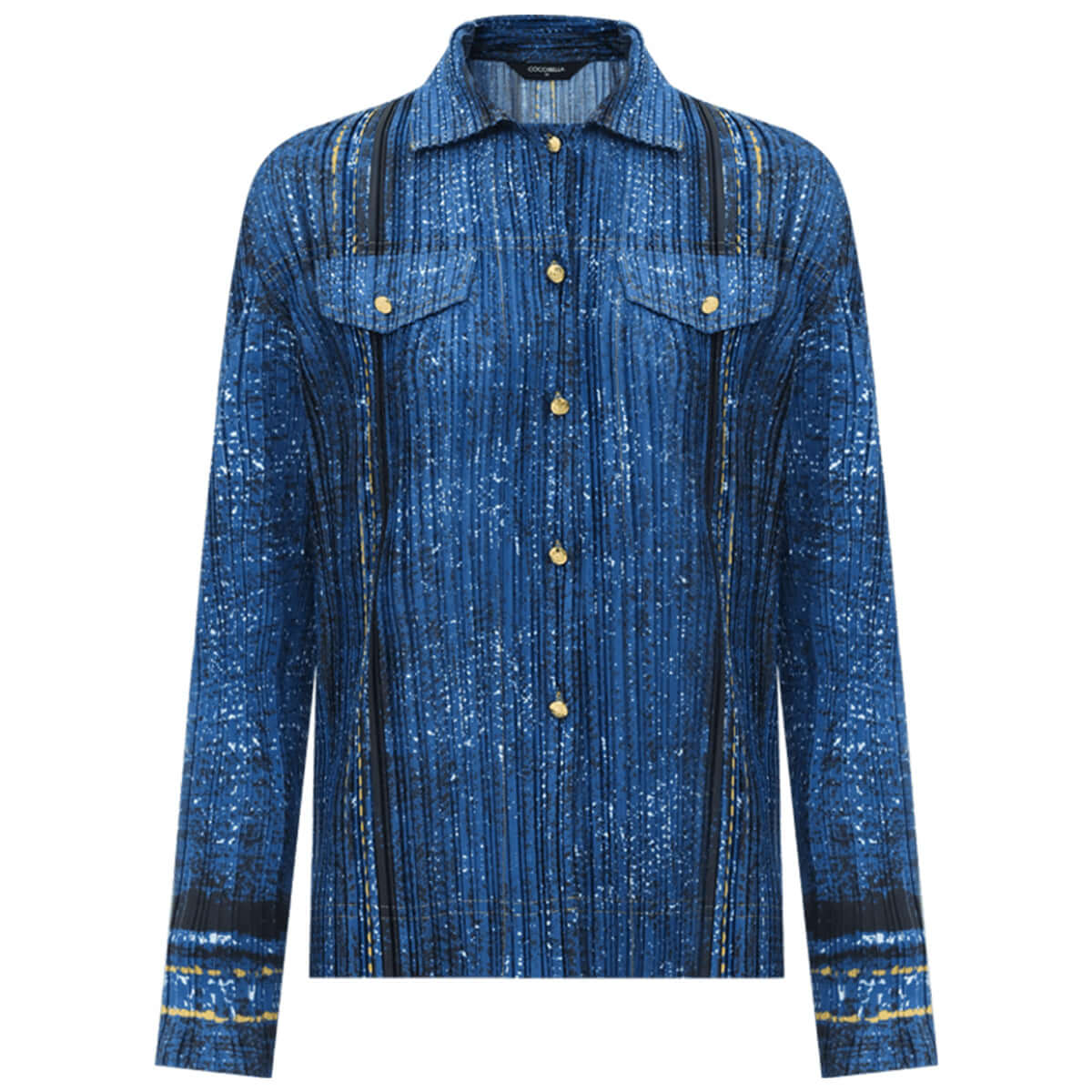 galactic shimmer navy pleated long sleeve shirt all navy 4