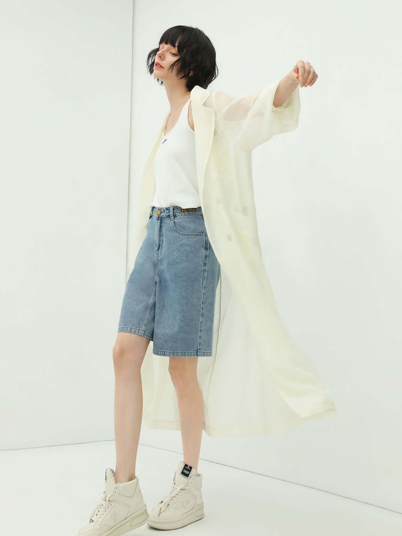 gauzy lightweight transparent trench coat all ivory 2