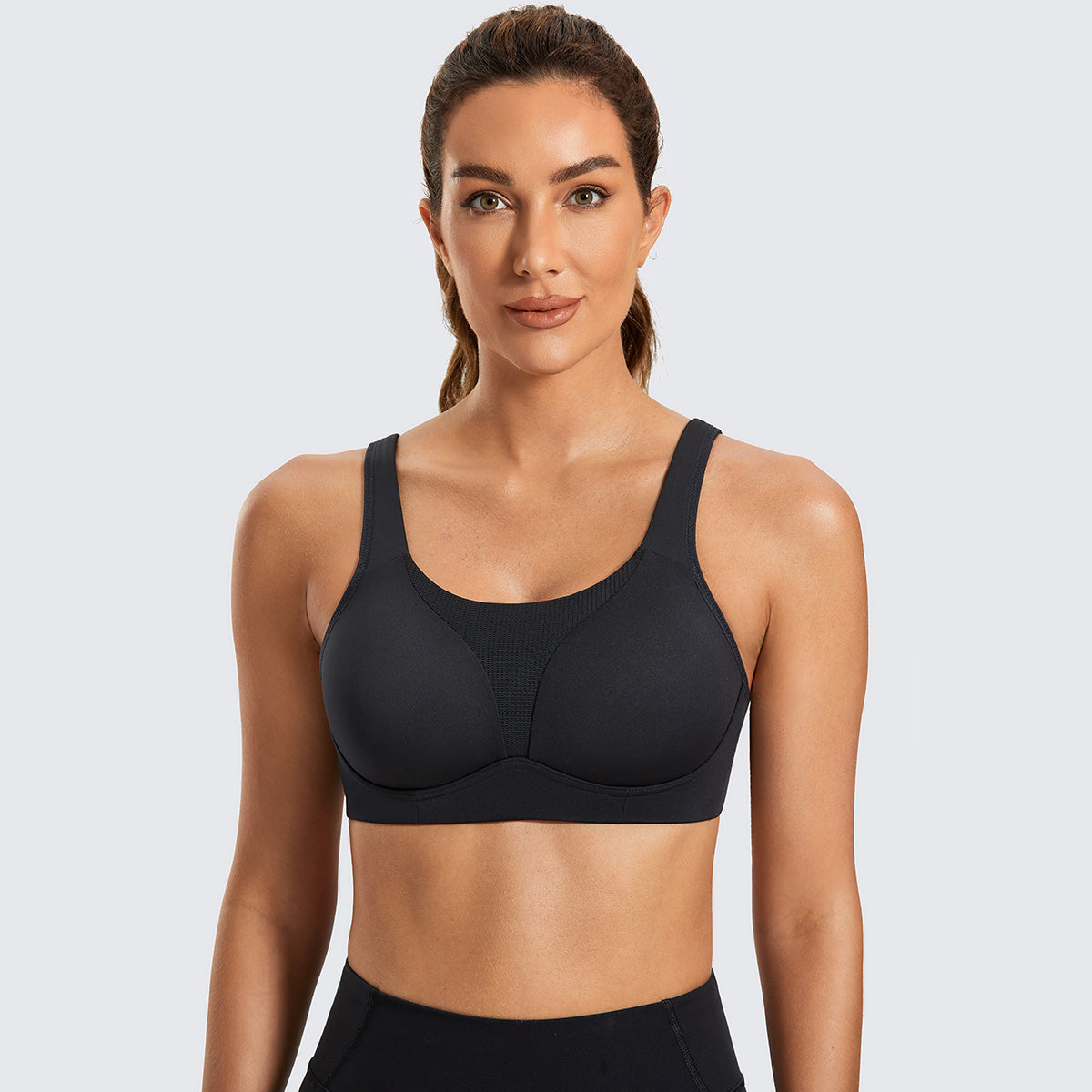 gentle comfort high impact padded sports bra all black 1