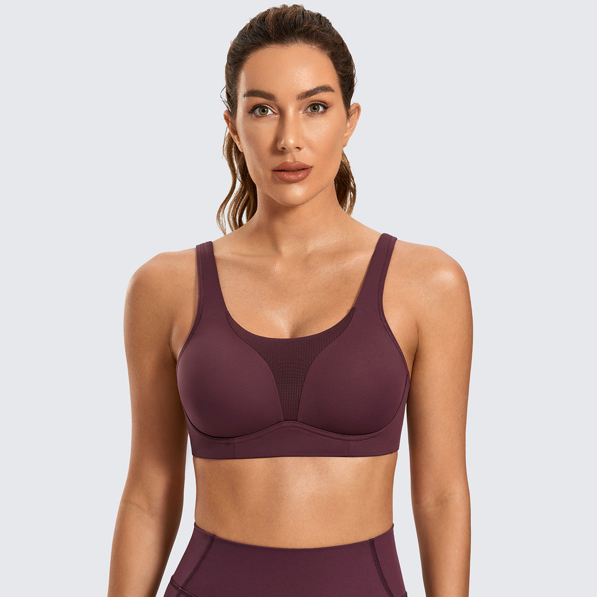 gentle comfort high impact padded sports bra all maroon 1